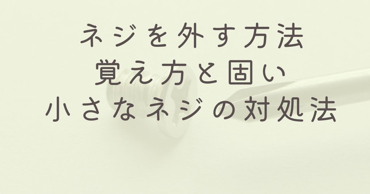 ネジを外す方法：覚え方と固い・小さなネジの対処法